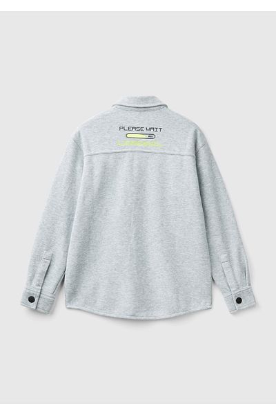 United Colors of Benetton Cămașă cu mânecă lungă cu imprimeu multicolor, gri Melange, pentru băiat