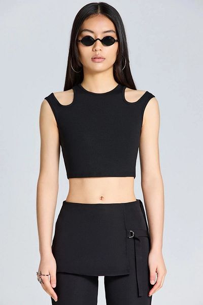 World Fashion Trends WFT2649 Crop negru cu umeri decoltat