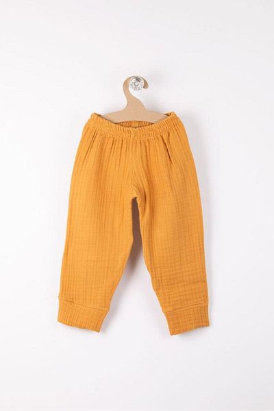 Bondilolly Pantaloni din muselină pentru bebeluși cu talie elastică 100% bumbac