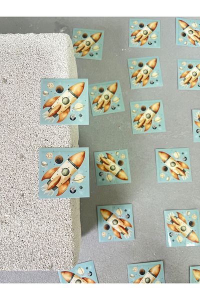 Meyofficial Space Themed Adhesive Sticker 5*5 cm 30 Pcs