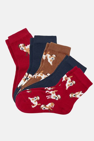 Tchibo Toddlers Boy 5 Pairs Animal Print Socks, Red
