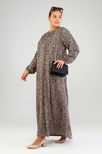 Ferace Γυναικείο φόρεμα Tan Viscose - Άνετη εφαρμογή Hijab, Plus Size