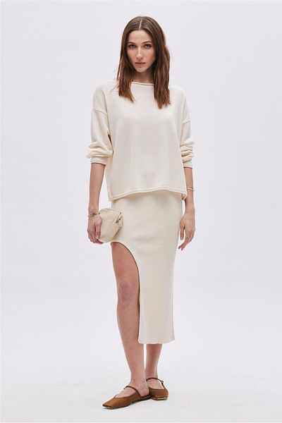 SHERIN Πλεκτό πουλόβερ Ecru Boat Neck Basic