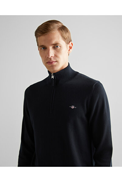 Gant Erkek Siyah Regular Fit Yarım Fermuarlı Kazak