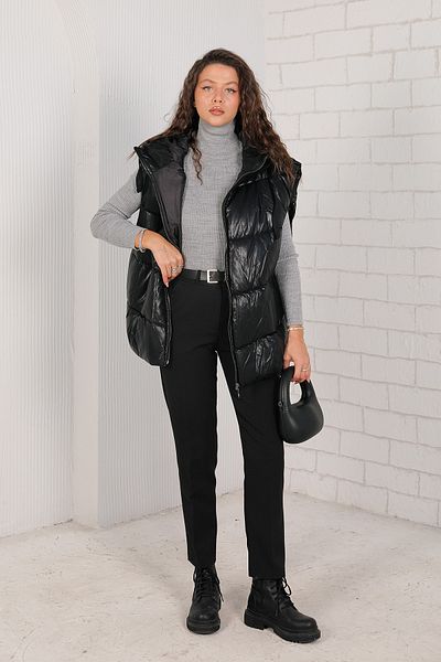 Melike Tatar Black Faux Leather Vest 32-7638