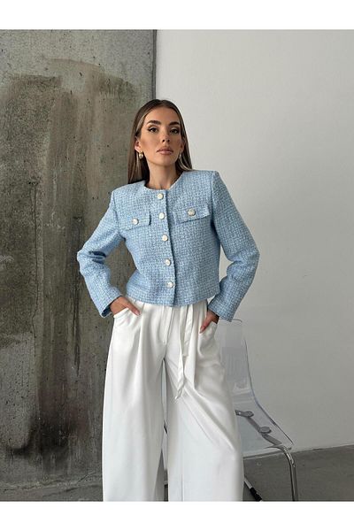 mydukkan.co Jachetă scurtă din tweed Lilly Albastru
