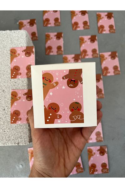 Meyofficial 5*8cm 30Pcs Pink Stickers with Cookie Man