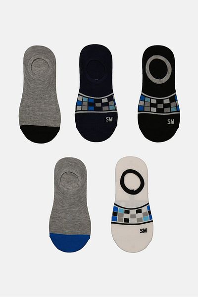 Steve Madden Men 5 Pairs Textured Sneakers Socks, Navy