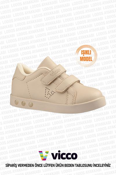 Vicco Oyo Model Lighted Baby Boy and Kids Sneakers Beige Sneakers