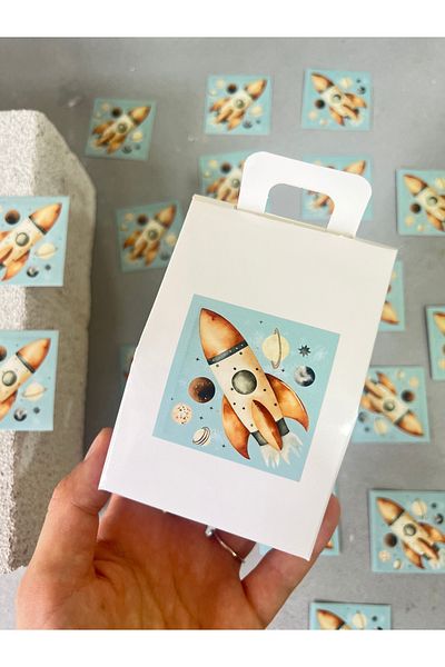 Meyofficial Space Themed Adhesive Sticker 5*5 cm 30 Pcs