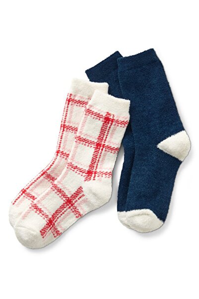 Tchibo Women 2 Pairs Cosy Socks, White/Navy