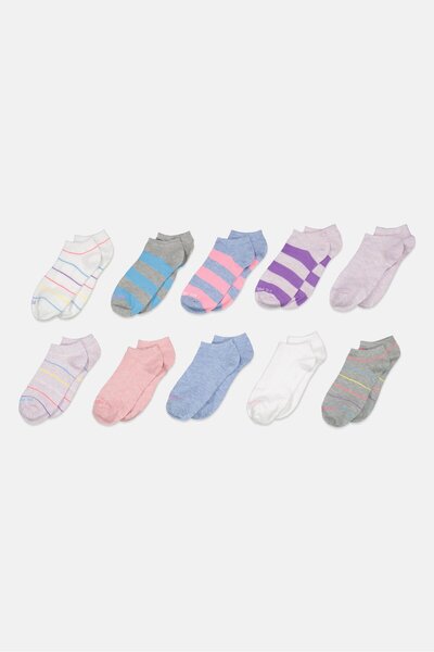 U.S. Polo Assn. Kids Girl 10 Pairs Low Cut Socks, Pink