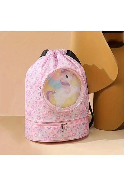GlassySKY Swimming Bag, Cute Backpack Beach -Sea - Pool -Sports (with Wet Clothes and Shoes Compartment)