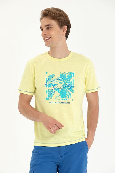 U.S. Polo Assn. Men's Light Yellow Crew Neck T-Shirt 50263483 -Vr004