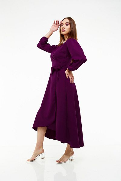 sharin Rochie de damă, asimetrică, cu guler dublu, 18k-4078