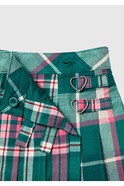 United Colors of Benetton Κοριτσίστικη πράσινη μίξη με αγκράφα με λεπτομέρεια πλισέ φούστα