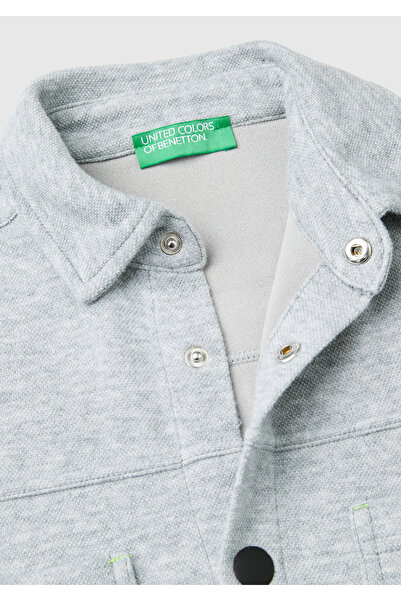 United Colors of Benetton Cămașă cu mânecă lungă cu imprimeu multicolor, gri Melange, pentru băiat