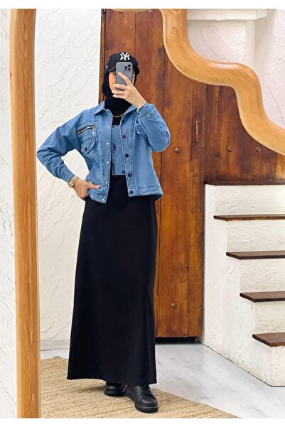 Cardella طقم فستان من قماش الدنيم باللون الأسود مع سترة حجاب