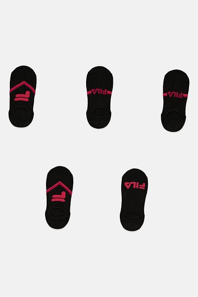 Fila Women 5 Pairs Brand Logo Socks, Black