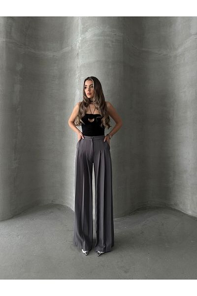mydukkan.co Anthracite Negra Pleated Trousers