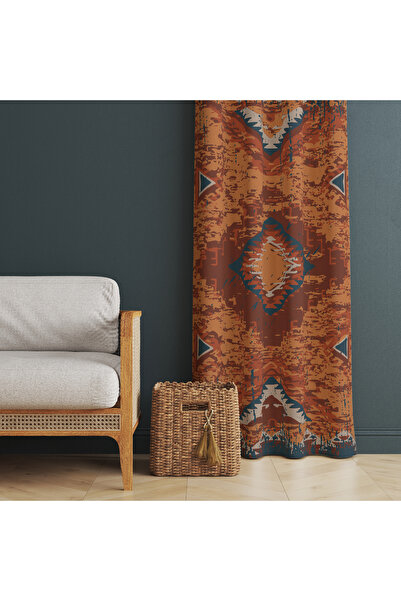 Evmila Kahverengi Etnik Desenli Mutfak ,Salon,Yatak Ve Çocuk Odası Tek Kanat ...