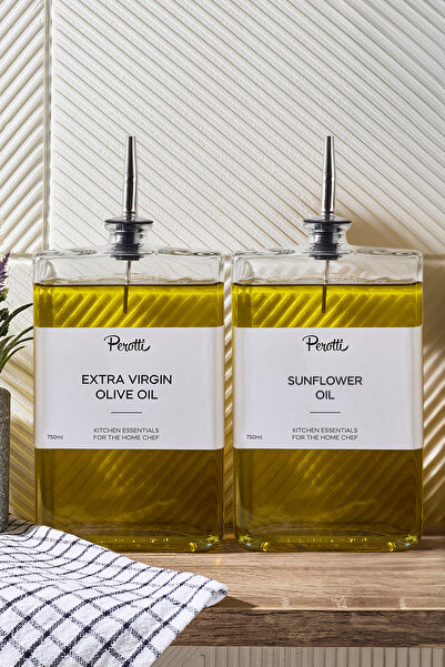 Kitchen Life Set of 2 Silver Square Oil Vinegar Bowl 750 ml - Olive Oil Liquid Oil Bottle Sauce Bowl Vinegar Bowl Set