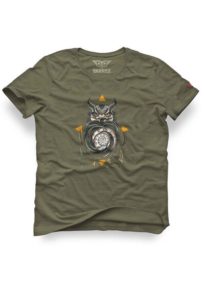 Tarrzzcom Cotton Short Sleeve Owl and Time Design T-shirt - Crew Neck