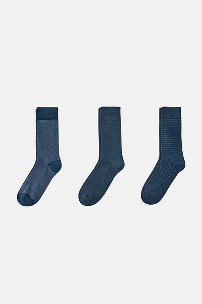 Tchibo Men 3 Pairs Graphic Print Socks, Navy Blue