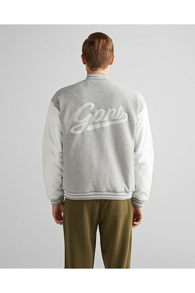 Gant Men's Gray Relaxed Fit Prevailing Collar Logo Bomber Jacket