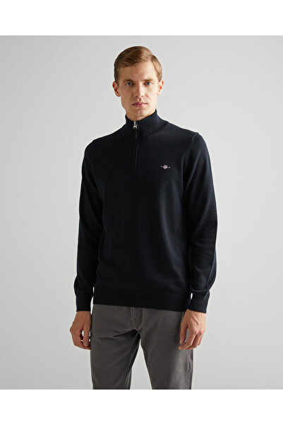 Gant Erkek Siyah Regular Fit Yarım Fermuarlı Kazak