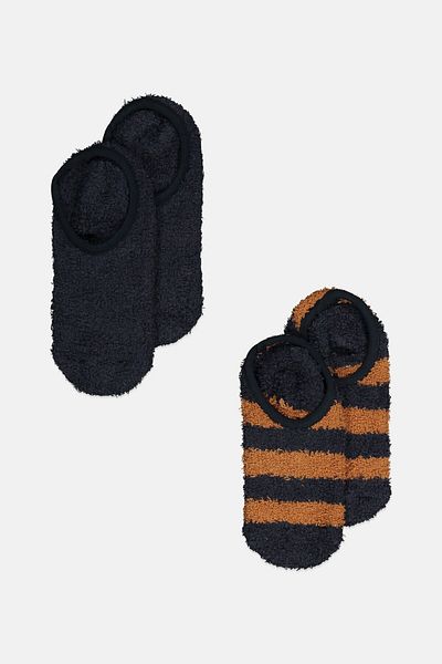Tchibo Kids Girl 2 Pairs Textured Slipper Socks, Navy