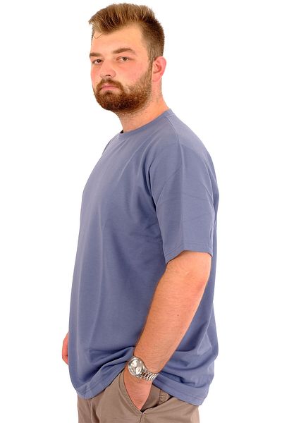 ModeXL Men's T-Shirt - Crew Neck, Plus Size, Blue Interlok 23162