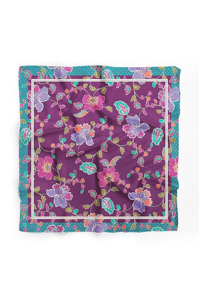 Modabutik Bandană cu model de flori de culoare pastel - Dg10338_01 70x70
