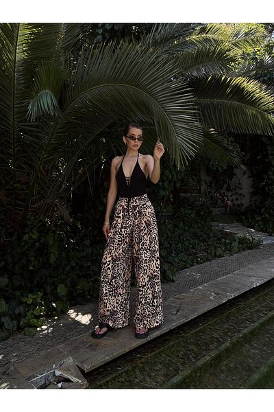 mydukkan.co Leopard Patterned Palazzo Pants