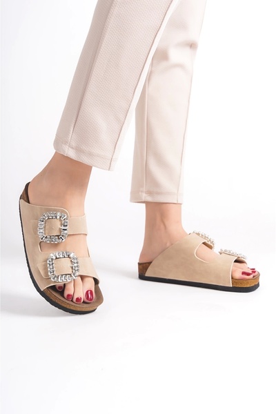 EFW İLYADA TAŞLI ÇİFT TOKA KADIN KREM TERLİK