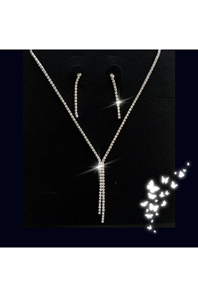 MADAME CANDY Elegant Jewel Necklace and Thin Waterway Evening Dress - Earring Sett