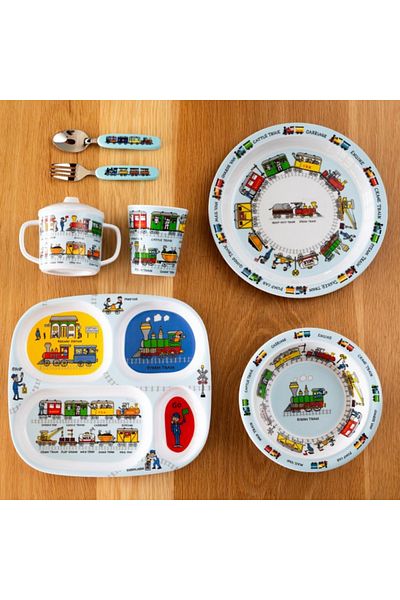 Tyrrell Katz Streamer Trains with Mini Compartment Plates for Babies