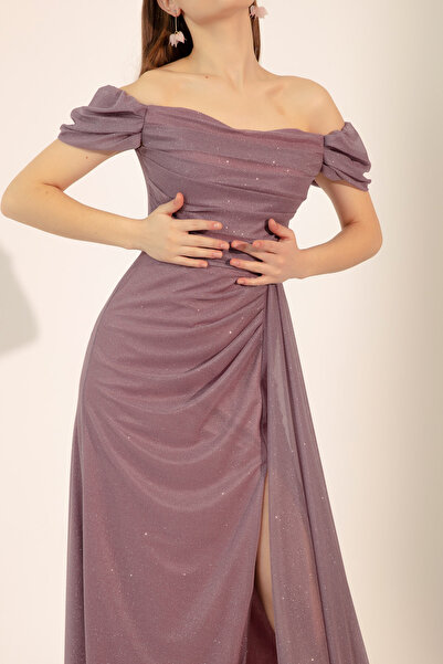 Lafaba Dámské večerní šaty s dlouhým třpytivým třpytivým výstřihem a krkem