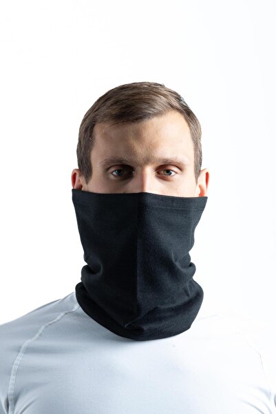 OIL COMPANY Unisex Rüzgar Geçirmez Siyah Düz Ağız Yüz Boyun Koruyucu Termal B...