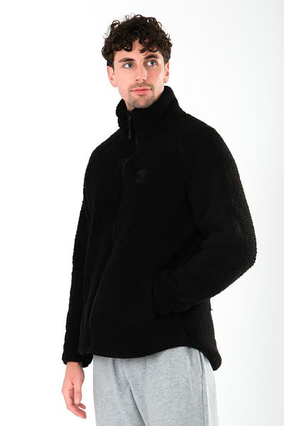 Coredra Zippered Teddy Plush Coat Men's - Black