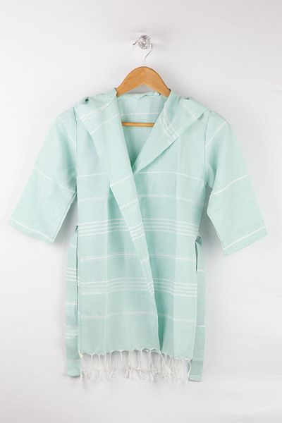 Bross Children's Green Bathrobe 100% Cotton Peshtemal
