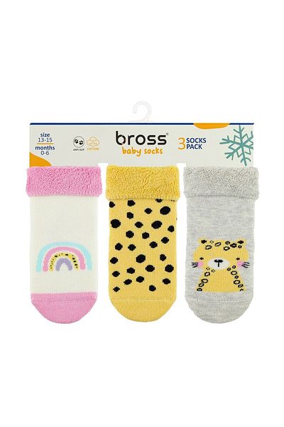 Bross 3-Piece Polka Dot Towel Baby Socket Winter Socks