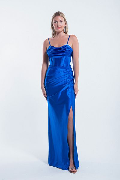 Lafaba Μακρύ γυναικείο βραδινό φόρεμα Saks Color Underwire Corset Slit