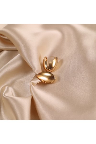 FOURSOLOS Women &Apos; S Steel Earrings, Filled Oval, Gold Color, No:208