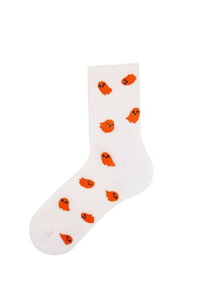 Bross Halloween Orange Ghost Socks