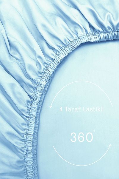 MonoHome 57 سلك أزرق 100% قطن Oeko-tex® ملاءة مطاطية - مصنوعة من جهاز التحكم عن بعد لغطاء السرير