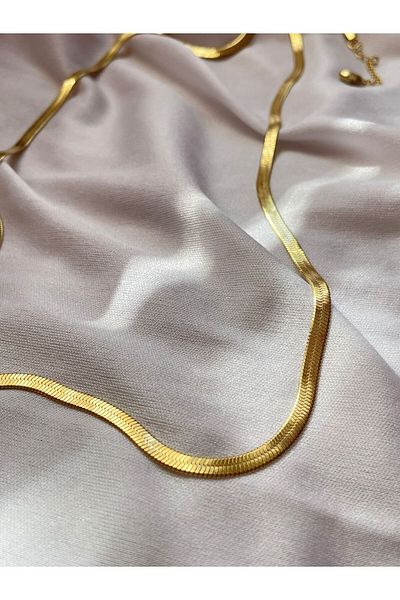 NAZLI Steel Necklace-Italian Scrunch Chain Stylish Simple Non Tarnish Steel Necklace 60+5 cm