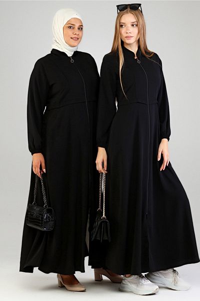 Ferace Hijab Plus Size Γυναικείο Εποχιακό Μαύρο
