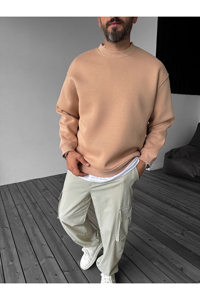 BYBASICMAN Light Brown Colored Basic Sweatshirt - By-058