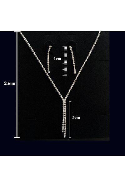 MADAME CANDY Elegant Jewel Necklace and Thin Waterway Evening Dress - Earring Sett